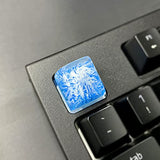 Handmade Mt .Fuji Backlit Resin Artisan Keycap R4/Esc Key Cap Shine Through Translucent Sa Profile For Cherry Mx Switch Gaming Mechanical Keyboard,Snow Mountain Under Blue Skies (Blue)