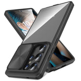 Designed For Samsung Galaxy S25 Ultra Case With Slide Camera Cover, Clear Slim Fit Shockproof Protective Camera Cover Protection Phone Case For S25 Ultra 5G 6.8 Inch 2025(Clear Black)