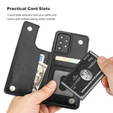 Onetop Compatible With Samsung Galaxy A53 Wallet Case With Card Holder, Pu Leather Kickstand Card Slots Case, Double Magnetic Clasp And Durable Shockproof Cover 5G 6.5 Inch(Black)
