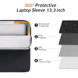 Laptop Case 13.3 Inch,13-13.3 Inch Shockproof Protective Laptop Sleeve Compatible With Macbook Air 13 13.6 M4 M3 M2 M1/Pro 13/Pro 14,Hp Dell Asus Lenovo,Carrying Computer Bag With Pocket,Black
