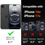 Heavy Duty Rugged Shockproof Protective Case for iPhone 16e/17e 6.1 Inch - 2 in 1 Built-in Slide Camera Cover and Screen Protector (Pine Green)