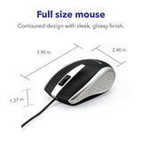 Verbatim Wired USB Computer Mouse - Corded USB Mouse for Laptops and PCs - Right or Left Hand Use, Silver 99741 1.4" x 2.4" x 3.9"