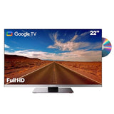 Smart Rv Tv, 22Inch Tvs With Dvd Player Built-In, 12 Volt For Rv Camper 1080P Fhd, Google Smart Free Download Apps, Support Wifi Bluetooth, 2 Hdmi & 2 Usb, Ac/Dc Powered, Frameless Design