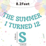 Summer I Turned 12 Banner, Blue Glitter Teen Boy 12th Birthday & Beach Decor