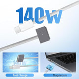 Braided 140W Usb-C To Magnetic 3 Power Cable, Compatible With Macbook Pro M1/M2/M3 Pro/Max 14"/16" 2021/2022/2023 & Macbook Air 13.6"/15.3" M2/M3 2022/2023/2024-6.6Ft (Grey)