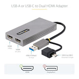 StarTech.com USB 3.0 or USB-C to Dual HDMI Adapter for Windows & macOS, 2x HDM