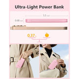 Portable Charger Built-In Cables And Ac Wall Plug, Slim Fast Charging Power Bank 10000Mah, Lightweight Usb C External Battery Pack Compact Travel Cell Phone Charger