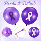 100 Pcs Cancer Awareness Purple Ribbon Balloons Domestic Violence Awareness Alzheimers Balloons Arch For Pancreatic Cancer Ribbon Party Purple Decorations Supplies