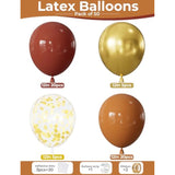 50pcs Fall Balloons 12 Inch Coco Brown Gold Confetti Latex Balloons for Thanksgiving Party