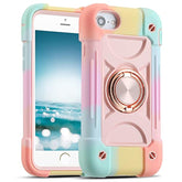 Markill Compatible With Iphone Se3/Iphone Se2,Iphone 6/6S Case,Iphone7/Iphone8 Case 4.7 Inch With Ring Stand, Heavy-Duty Grade Shockproof Phone Cover For Kids Girls. (Rainbow Pink)