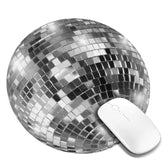 Trendy Silver Disco Ball Round Mouse Pad, Small Gaming Mousepad With Stitched Edge, Non-Slip Rubber Base Mouse Mat Office Desk Accessories For Laptop Computer Decor 7.9 X 7.9 Inch
