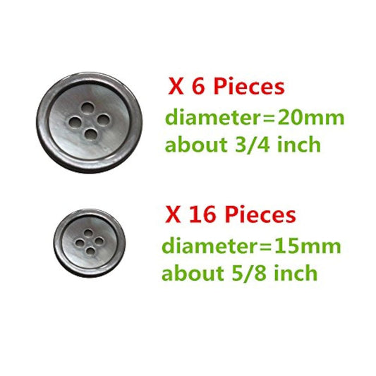 22 Pieces Genuine Smoke Mother Of Pearl Blazer Buttons Suit Buttons Se