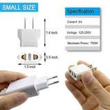 4 Pack European To Us Plug Adapter, 220V To 110V Adapter Plug Converter, Travel Adapter European To American, Canada, Mexico, Type A, White