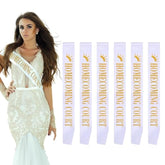 6 Pieces Homecoming Court Satin Sashes With Glitter Letters White Court Sashes Bulk For Pageants Homecoming Party School Dance Graduation Party Favors Decorations Accessories