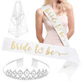 Fetti Bachelorette Party Decorations Kit - Bride To Be Shower Decorations | Sash, Rhinestone Tiara, Veil + Bride Tribe Tattoos