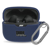 For Jbl Tune 230Nc Tws Case Cover, Silicone Protective Portable Scratch Shock Resistant Cover Only Compatible With Jbl 230Nc Earbuds Charging Case With Carabiner(Blue)