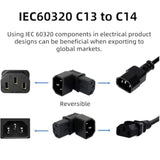 Iec 320 C14 Male To C13 Female 90 Degree Down Angled Power Extension Connector Adapter 10A 250V For Monitor/Computer/Pdu Chassis/Printer