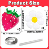 6Pcs 4D Pink Strawberry Balloon Flower Balloon For Strawberry Birthday Party Decorations Fruit Birthday Party Decor Spring Summer Party Picnic Parties Baby Shower Wedding Party Decoration