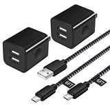 2-Pack 6ft Micro USB Cable with Dual Port Wall Charger for Samsung & More