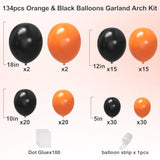 134Pc Black & Orange Balloon Arch Kit – Halloween and Party Decorations