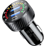 Car Charger, 36W Fast Car Charger Adapter, Dual Usb Car Fast Charge With Colorful Voltmeter & On/Off Switch