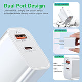 20W Usb C Charger Block, Dual Port Pd 20 Watt Fast Charger Block+ Quick Fast Charge 3.0 Type C Charging Block Compatible Iphone 16/15/14/13/12 Pro/11 Pro Max/Xr/Xs/Se/8/7 Plus,Pad Pro(White)
