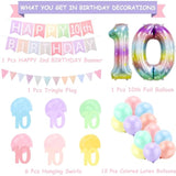 10Th Birthday Decorations For Girl Pre Strung Banner Pennants Pastel Macaron Birthday Decor For 10 Year Old Girl