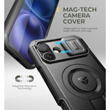 iPhone 16 Plus Case with Slide Camera Cover, Kickstand, Built-in Screen Protector, Black