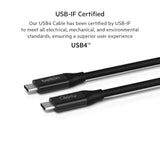Belkin USB 4 Cable, 2.6ft (0.8m) USB IF Certified with Power Delivery up to 100W, 40 Gbps Data Transfer Speed and Backwards Compatible with Thunderbolt 3, USB 3.2, and More