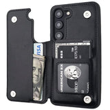 Onetop Compatible With Samsung Galaxy S23 Wallet Case With Card Holder, Pu Leather Kickstand Card Slots Case, Double Magnetic Clasp And Durable Shockproof Cover 5G 6.1 Inch(Black)