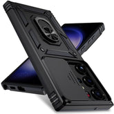 For Samsung Galaxy S22 Ultra Case With Camera Lens Cover,10 Ft Military Grade Drop Protection, Magnetic Ring Holder Kickstand Protective Phone Case For Samsung Galaxy S22 Ultra, Black