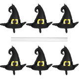 6pcs Witch Hat Balloons Black Foil Halloween Party Decorations for Kids Supplies