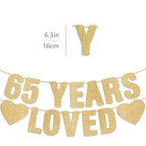 Pre-Strung 65Th Birthday Gold Glitter Banner, Happy 65Th Birthday Decorations For Women, 65 Year Old Party Anniversary Decor Sign For Men