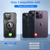 For Iphone 14 Pro Case, Full Body Bumper With Built-In 9H Tempered Glass Privacy Screen Protector And Camera Lens Protector, Compatible With Magsafe, Shockproof Phone Cover, 6.1", Black
