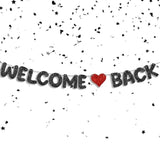 Black Glitter Welcome Back Banner, First Day of School Decorations