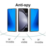 2 Pack Outer Anti-Blue Privacy Tempered Glass For Samsung Galaxy Z Fold 5 / Z Fold 4 Front Mirror Anti-Spy Screen Protector Anti-Peeping Full Covered Film Electroplated Blue