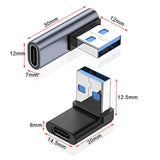 Right Angle Usb A Male To Usb C Female Adapter, 90 Degree Usb 3.0 To Type C Ca