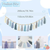 Boho Yarn Tassel Garland - Handmade Wall Hanging Decor For Nursery, Baby Shower, Kids Room, Classroom, Birthday Party | Macrame Tassels Bunting Banner For Bedroom, Office, Home Decoration (Sky Blue)