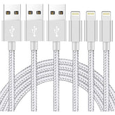 3Pack 10ft Nylon Braided High Speed USB Charging Cord Compatible with iPhone 12/11/XS/XR/X/8/7/6/5/iPad