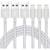 3Pack 10ft Nylon Braided High Speed USB Charging Cord Compatible with iPhone 12/11/XS/XR/X/8/7/6/5/iPad