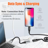 1ft Lightning Extension Cable, Braided Female to Male Extender Full Function Cord Compatible with iPhone iPad, Data Sync Video Audio & Charging