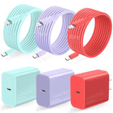 Compatible With Iphone 14 13 Charger Fast Charging,Usb C Fast Wall Charger Block With 10Ft Usb C To Liightning Cable Compatible With Iphone 14/13/12/11Pro/Plus/Mini/Xs Max/Xr/X/Pad- Green/Red/Purple