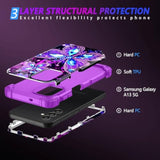 For Galaxy A13 5G Case,Glow In The Dark Three Layer Heavy Duty Shockproof Full Body Hard Plastic Bumper+Soft Silicone Protective Case For Samsung Galaxy A13 5G,Amaranth Dark