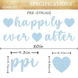 Pre-Strung Happily Ever After Banner - Light Blue Glitter Bachelorette Bridal Engagement Party Decoration Supplies, Bachelorette Wedding Party Banner For Engagement, Bridal Shower, Wedding Party Photo Booth Props