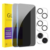 2+2 Pack for iPhone 15 Plus Privacy Screen Protector with Camera Lens Protector Full Coverage Anti-Spy Tempered Glass Film 9H Hardness Easy