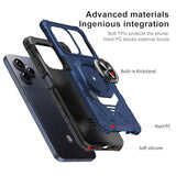for BLU View Speed Ultra 5G Phone Case with Tempered Glass Screen Protector,Dual Layer Shockproof Protection Cover,with Ring Kickstand (Blue)