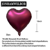 20Pcs 18 Inch Burgundy Foil Mylar Heart Shape Balloons Decorations Valentines Birthday Wedding Baby Shower Party (Maroon)