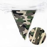 32Ft Camouflage Pennant Banner, Fabric Bunting for Military, Army, Birthday Party