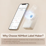 D110 Label Maker Machine With Label, Small Label Printer Bluetooth Connection Multiple Templates Available For Phone Easy To Use For Office Home Organization Rechargeable White