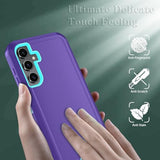 Phone Case For Samsung Galaxy S25 Case With Hd Screen Protector, Heavy Duty Shockproof & Dropproof 3-Layer Cover Phone Case For Galaxy S25 6.2'',Purpleskyblue